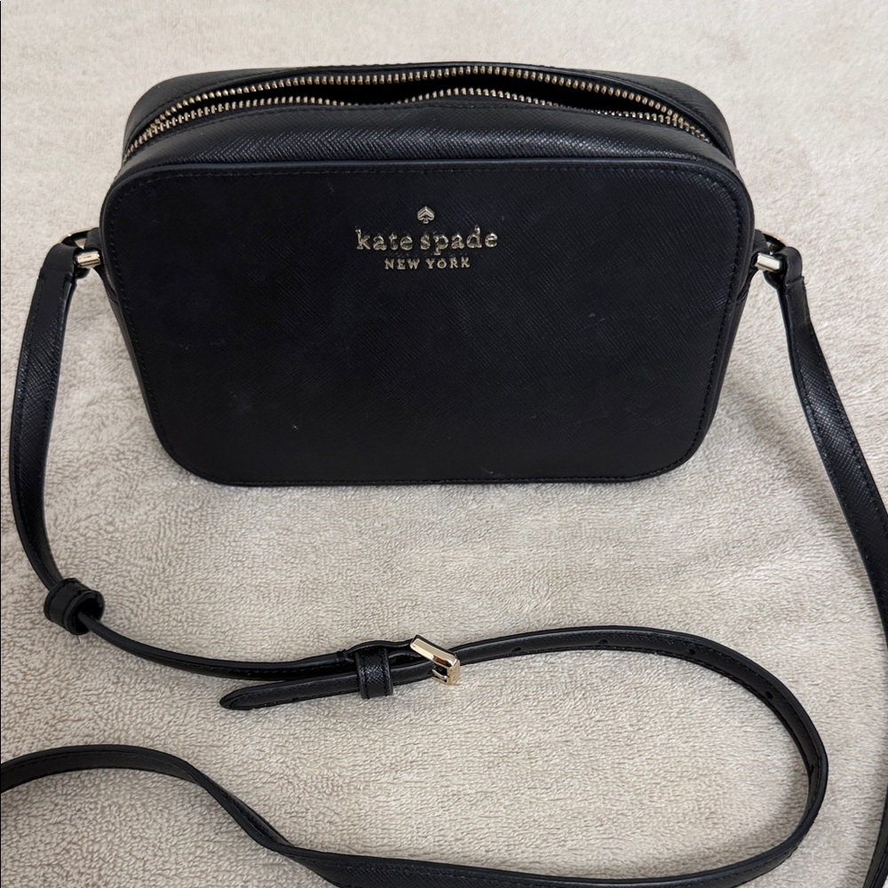 kate spade Black Leather Double-Zip Crossbody Bag - like new in great condition